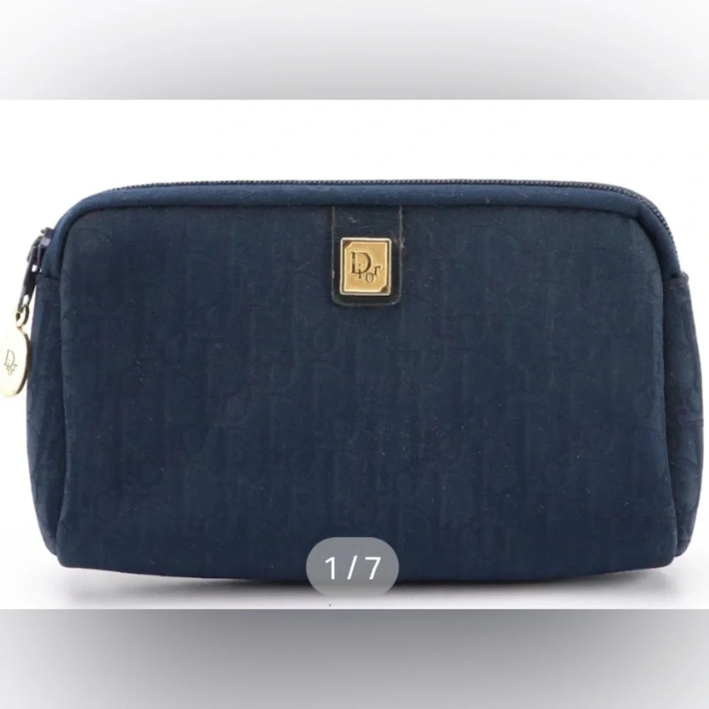 Christian Dior Trotter Jacquard Zip Cosmetic Bag Vintage